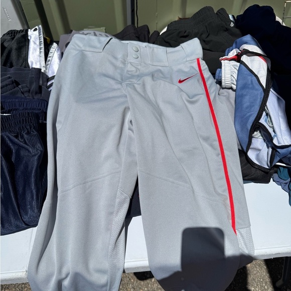 Nike Gray Pants with Red Stripe - Picture 1 of 3